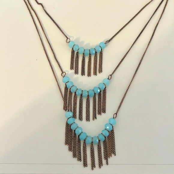 Blue Jewel 3-Layer Necklace - Picture 2 of 5